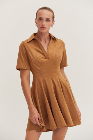 Kenya Fit and Flare Polo Suede Mini Dress