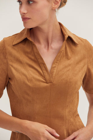 Kenya Fit and Flare Polo Suede Mini Dress