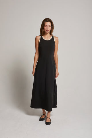 Maeve Suede Trim Chiffon Maxi Dress