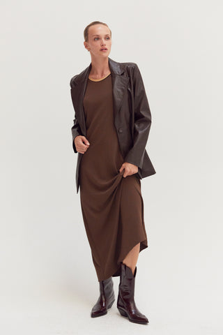 Maeve Suede Trim Chiffon Maxi Dress