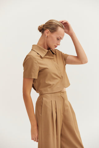 Reese Short Sleeve Cropped Blazer Top