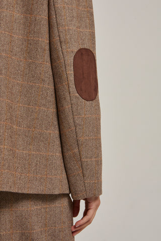 Piper Herringbone Contrast Suede Blazer