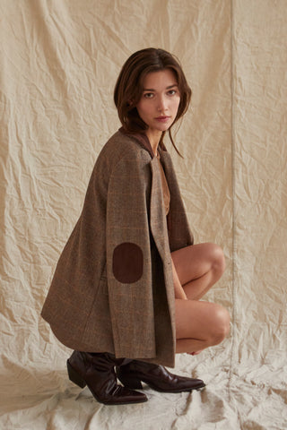 Piper Herringbone Contrast Suede Blazer