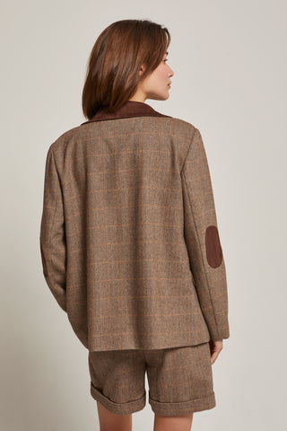 Piper Herringbone Contrast Suede Blazer