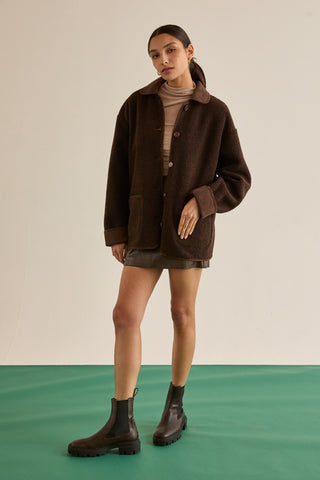 Leonora Contrast Collar Shearling Jacket