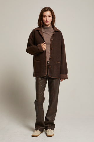 Leonora Contrast Collar Shearling Jacket