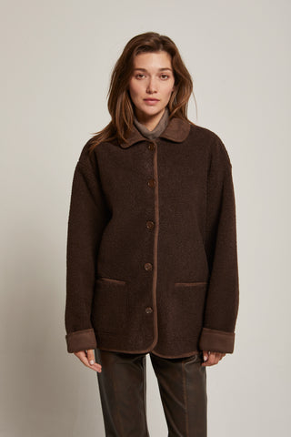 Leonora Contrast Collar Shearling Jacket