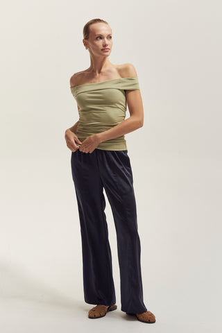 Dawn Crushed Satin Pull-On Pants