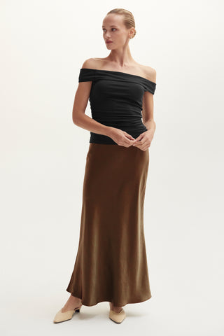 Gabrielle Crushed Satin Maxi Skirt