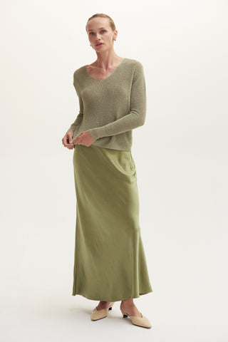 Gabrielle Crushed Satin Maxi Skirt