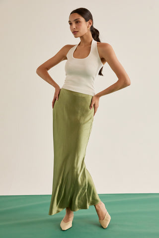 Gabrielle Crushed Satin Maxi Skirt