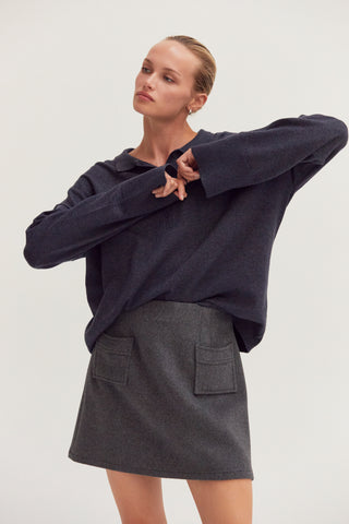 Heather Polo Sweater Top