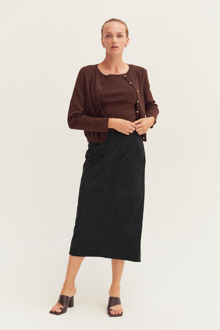 Lenny Suede Pencil Midi Skirt