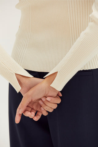 Tracey Lace Up Ribbed Knit Top