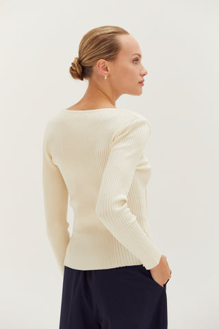 Tracey Lace Up Ribbed Knit Top
