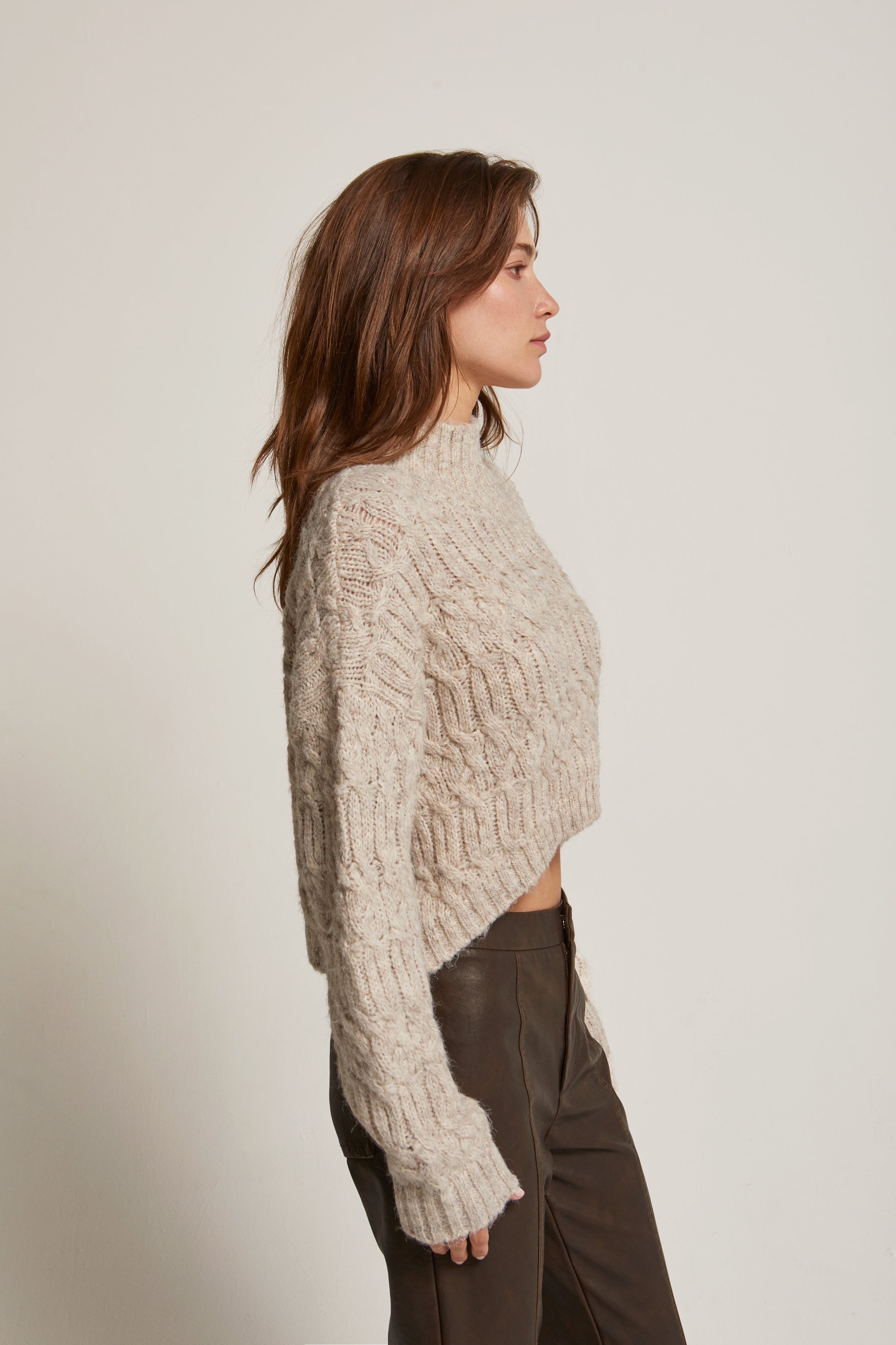 Lena Mock Neck Cropped Sweater