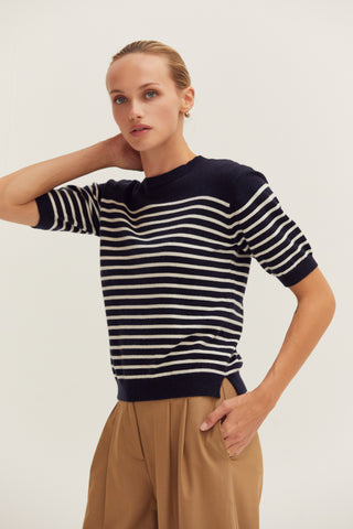 Olivia Stripe Short Sleeve Sweater Top
