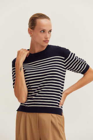 Olivia Stripe Short Sleeve Sweater Top