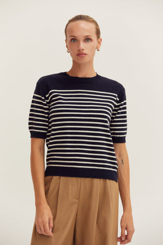 Olivia Stripe Short Sleeve Sweater Top