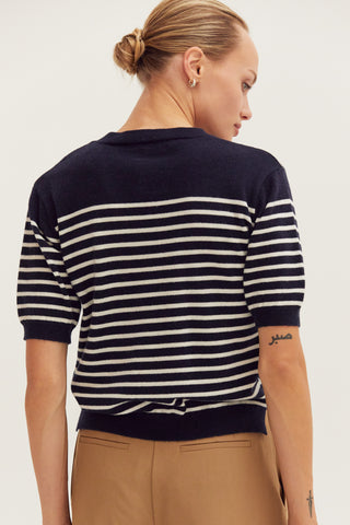 Olivia Stripe Short Sleeve Sweater Top