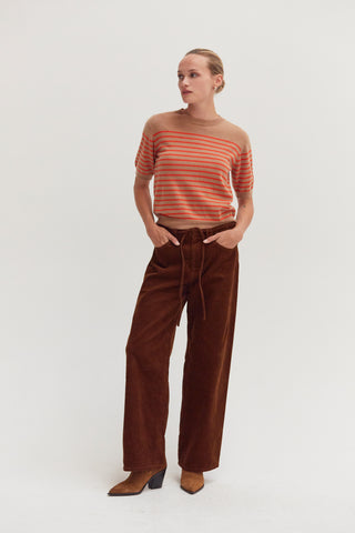 Olivia Stripe Short Sleeve Sweater Top