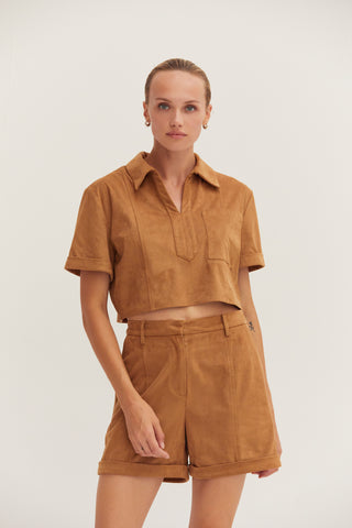 Lori Suede Cropped Shirt