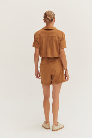 Lori Suede Cropped Shirt