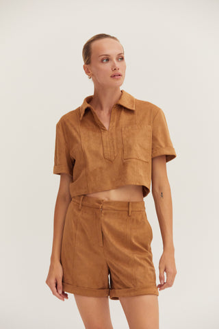 Lori Suede Cuffed Shorts