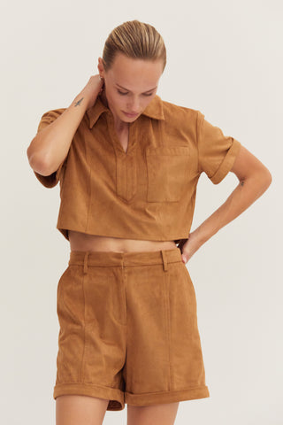 Lori Suede Cropped Shirt