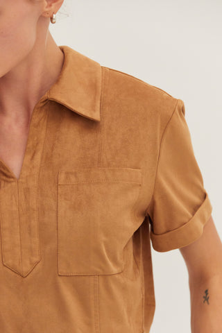 Lori Suede Cropped Shirt