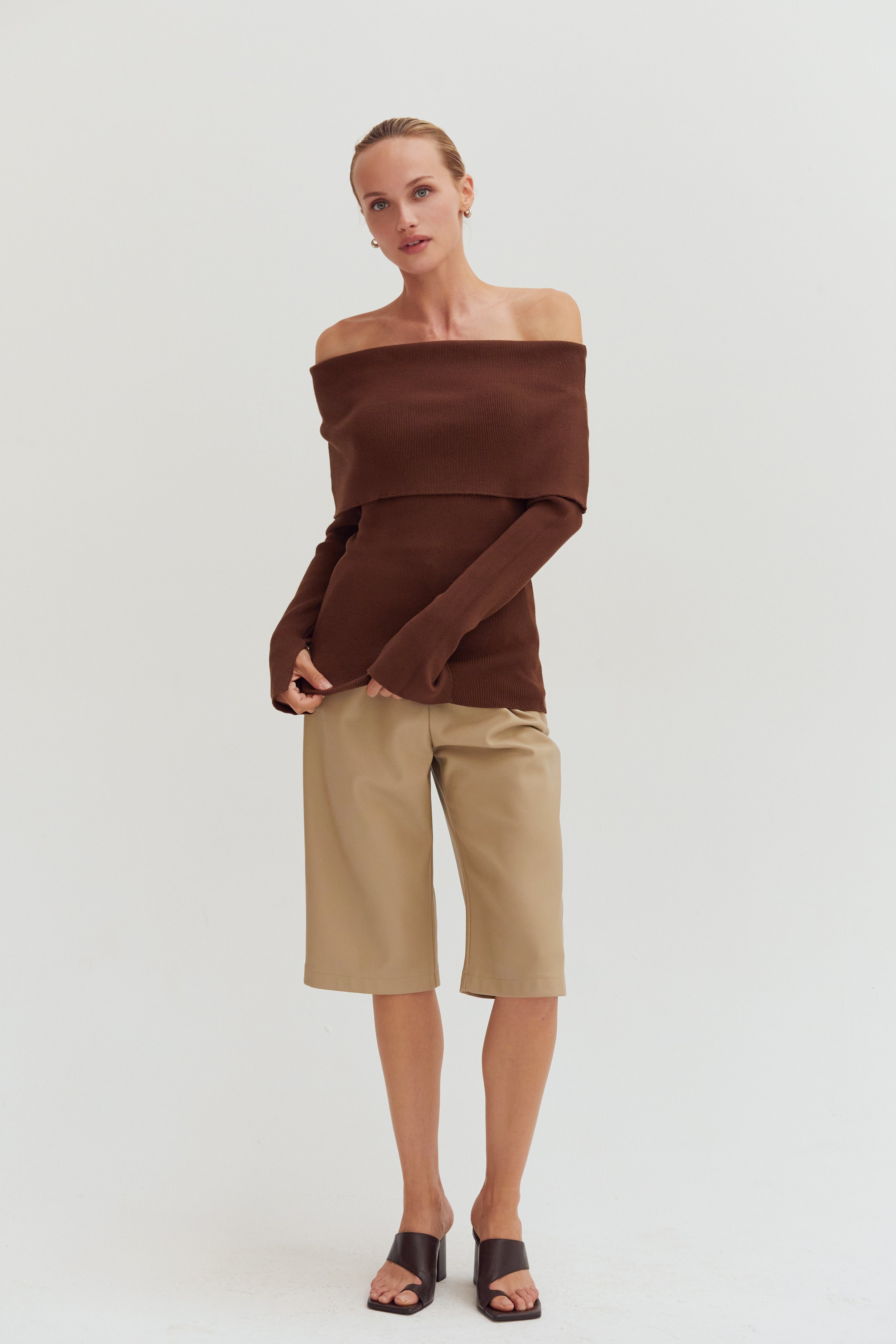 Ana Foldover Off Shoulder Knit Top