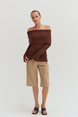 Ana Foldover Off Shoulder Knit Top