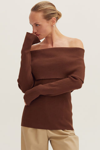 Ana Foldover Off Shoulder Knit Top