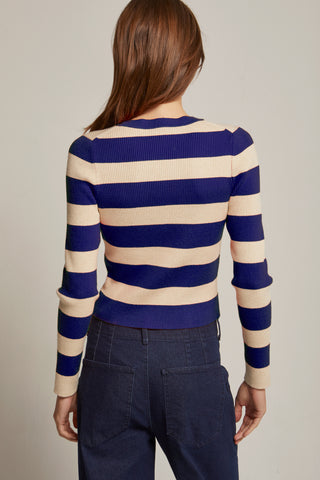 Lia Striped Long Sleeve Ribbed Knit Top