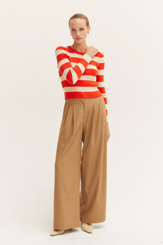 Lia Striped Long Sleeve Ribbed Knit Top