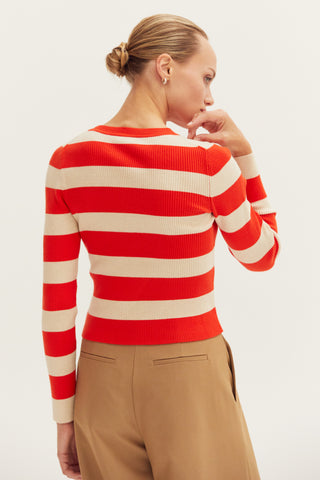 Lia Striped Long Sleeve Ribbed Knit Top