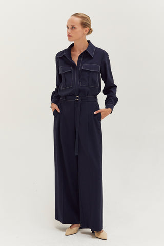 Kaia Contrast Stitch Utility Shirt