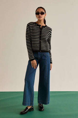 Eliza Crew Neck Striped Cardigan