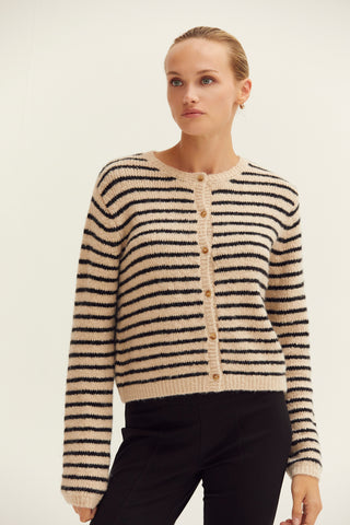Eliza Crew Neck Striped Cardigan