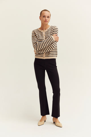 Eliza Crew Neck Striped Cardigan