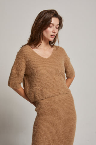 June Fuzzy Top and Midi Skirt Set