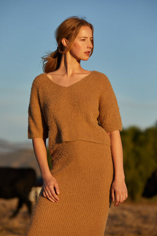 June Fuzzy Top and Midi Skirt Set