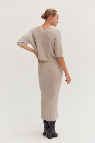 June Fuzzy Top and Midi Skirt Set
