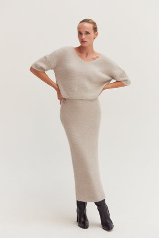 June Fuzzy Top and Midi Skirt Set