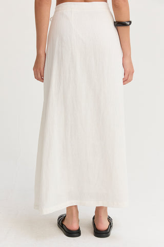 Wionna Faux Wrap Linen Maxi Skirt
