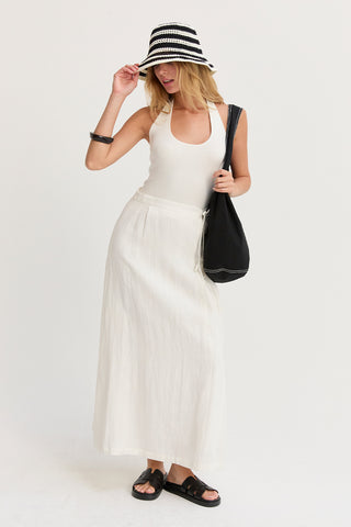 Wionna Faux Wrap Linen Maxi Skirt
