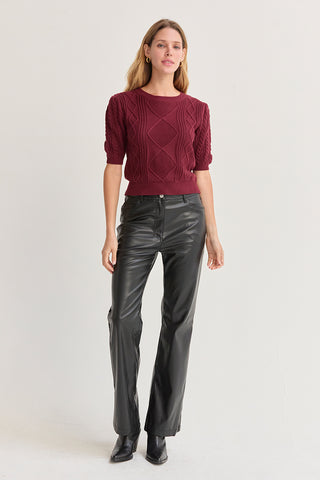 Jules Cable Knit Puff Sleeve Top