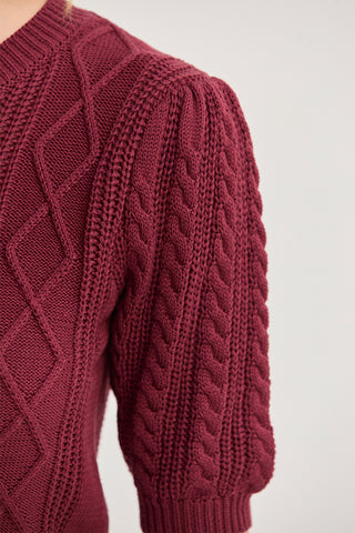 Jules Cable Knit Puff Sleeve Top