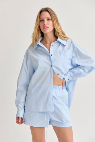 Lana Oversized Poplin Shirt Two Piece Set