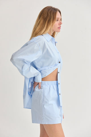 Lana Oversized Poplin Shirt Two Piece Set
